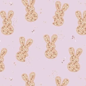 Easter bakery - bunny cookies and sprinkles for spring kids easter holiday design in beige pink lilac 