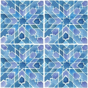 Blue Watercolor Moroccan Tiles