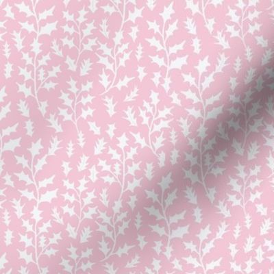 White holly leaves on light pink | medium