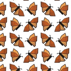 Small scale // Geometric monarch butterflies // white background orange insects