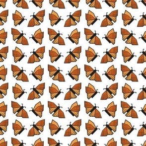 Tiny scale // Geometric monarch butterflies // white background orange insects