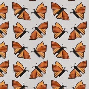 Small scale // Geometric monarch butterflies // grey textured background orange insects