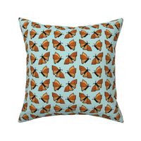 Small scale // Geometric monarch butterflies // aqua background orange insects