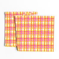 Bright Pink, Orange, and Yellow Watercolor Plaid