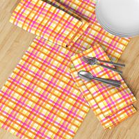 Bright Pink, Orange, and Yellow Watercolor Plaid