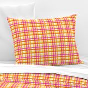 Bright Pink, Orange, and Yellow Watercolor Plaid