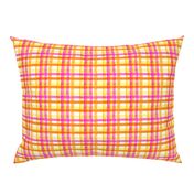 Bright Pink, Orange, and Yellow Watercolor Plaid