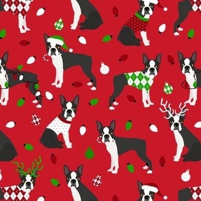 Christmas Boston Terrier Red