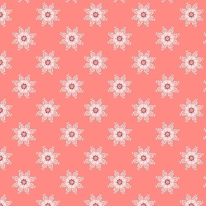 White snowflakes on light pink | medium