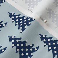 Blue christmas trees with white polka dots | medium