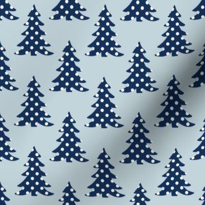 Blue christmas trees with white polka dots | medium