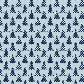 Blue christmas trees with white polka dots | medium