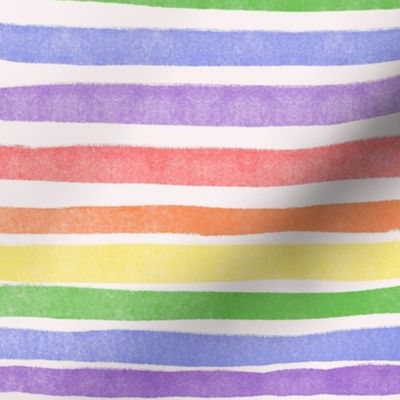 Rainbow Watercolor Stripes-Thick || horizontal colorful lines [large]