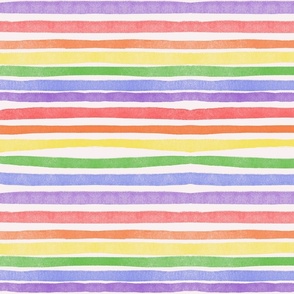 Rainbow Watercolor Stripes-Thick || horizontal colorful lines [large]