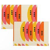 Happy Retro Semicircles - M - retro orange bright pink vintage yellow - MEDIUM