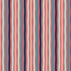 Navy, mint green and pink stripes
