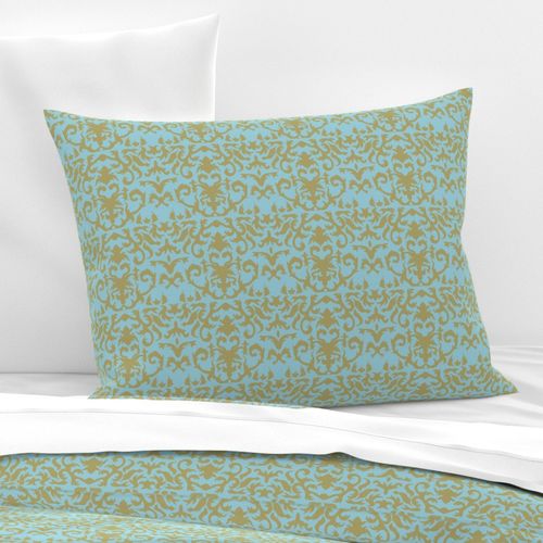 Damask in Gold and Powder Blue