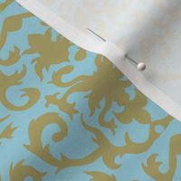 Damask in Gold and Powder Blue