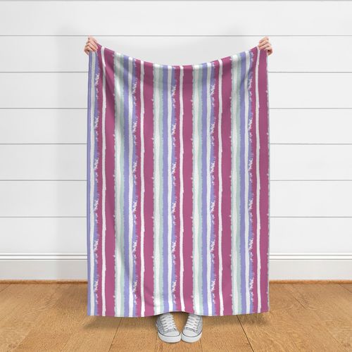 Ragged boho vertical stripes of magenta purple green and white