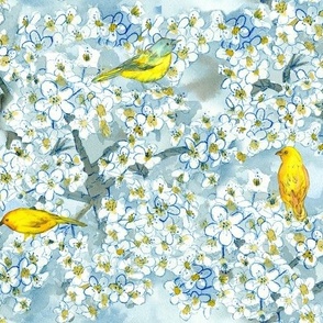 Saffron Finches & Plum Blossoms
