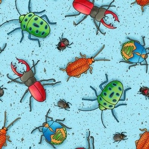 Beetles on Blue (Medium Scale)