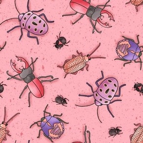 Beetles on Pink (Medium Scale)