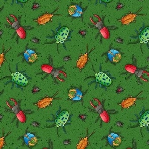 Beetles on Dark Green (Small Scale)