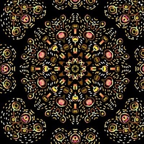 Kaleidoscopic Bohemian Dandelion in Brown and Yellow