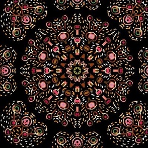 Kaleidoscopic Bohemian Dandelion in Brown and Pink