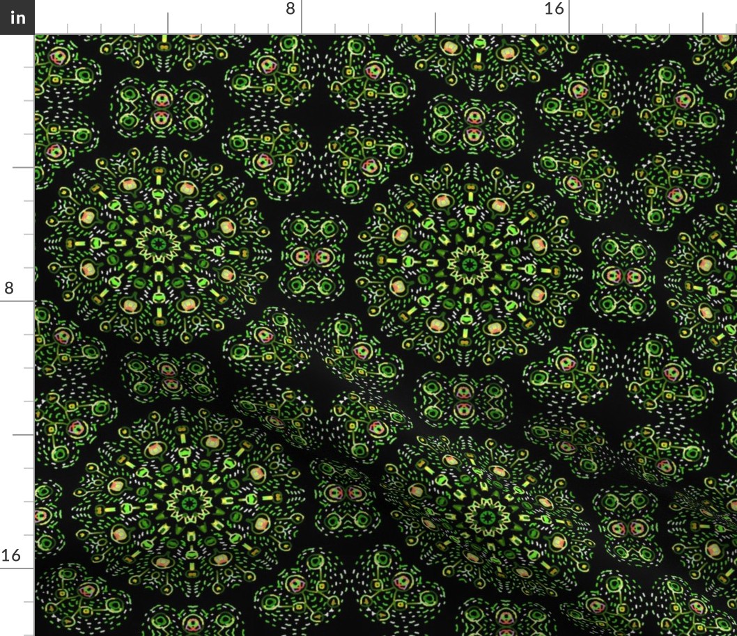 Kaleidoscopic Bohemian Dandelion in Green