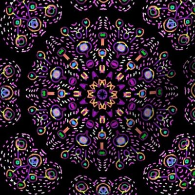Kaleidoscopic Bohemian Dandelion in Purple