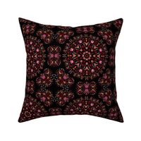 Kaleidoscopic Bohemian Dandelion in Red and Pink