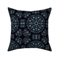 Kaleidoscopic Bohemian Dandelion in Red White and Blue