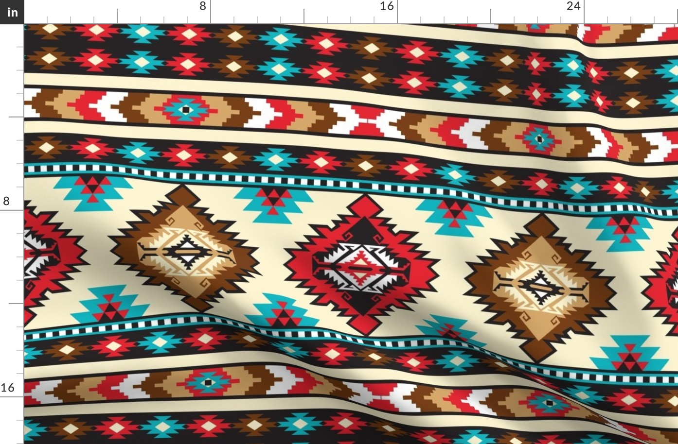Onyx, Turquoise, Red Carnelian, Pearl, Jasper Tribal Native American Aztec Southwest Pattern
