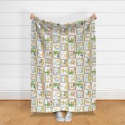 Secret Forest Animals Quilt – Neutral Brown Patchwork Blanket, GL-WHT2, rotated