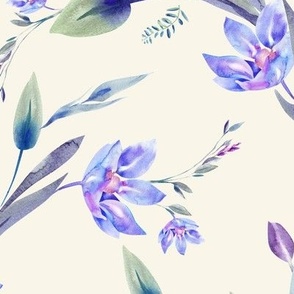 Watercolor blue lilies