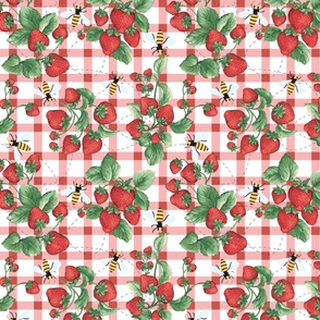 Strawberry Bee Red Gingham