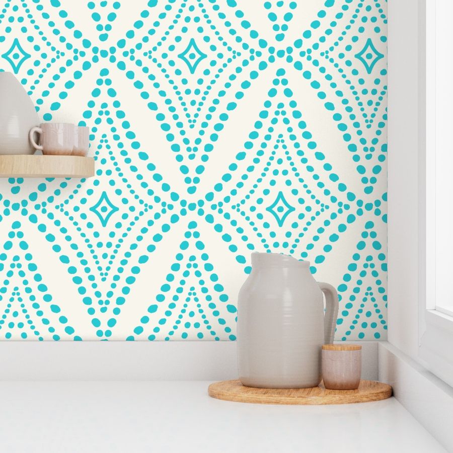 Pebble Pathway - Dot Geometric Ivory Aqua Large Scale