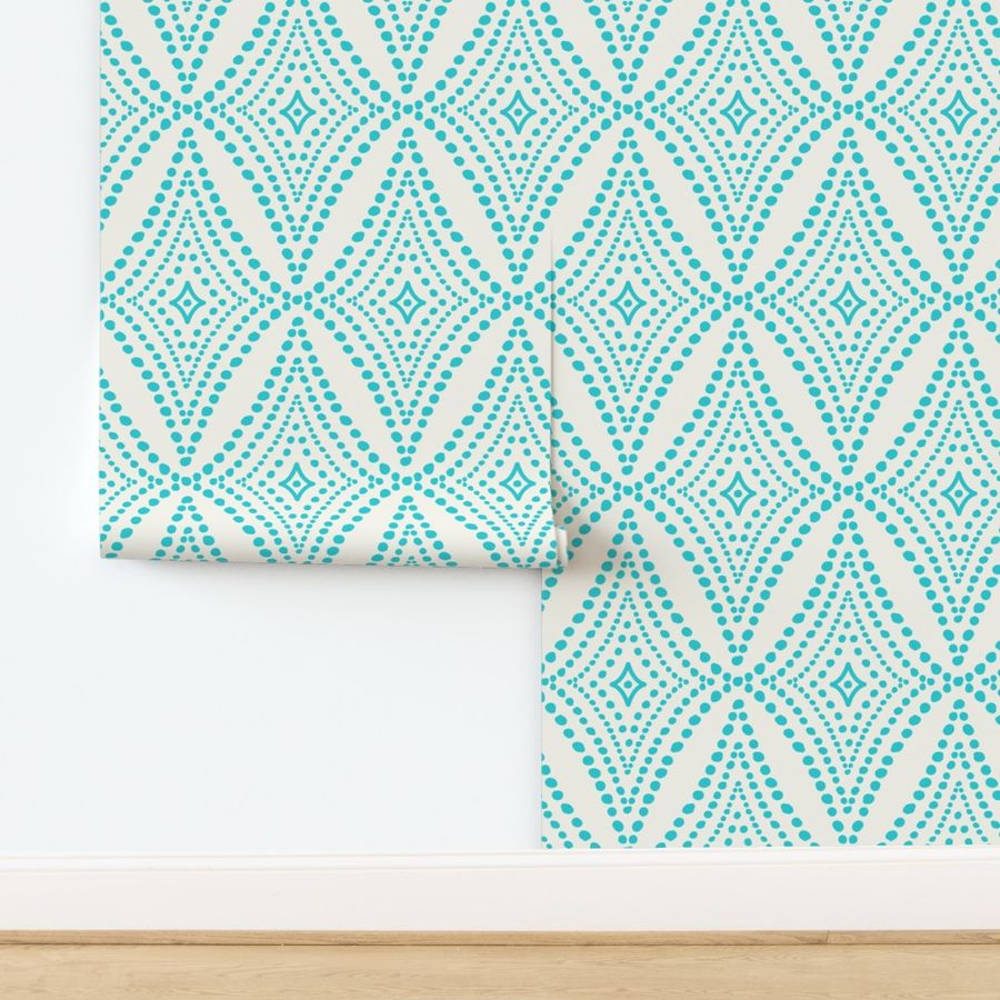 Pebble Pathway - Dot Geometric Ivory Aqua Large Scale