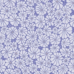 Wavy Daisy - Medium Scale - Periwinkle Very Peri Retro Vintage Flowers Daisies boho