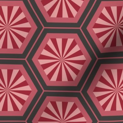 Hexagons - geometric - red