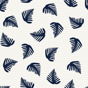 Medium // Tropical Jungle Palm Leaves and Lines - Blue & Cream