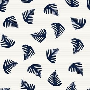 Small // Tropical Jungle Palm Leaves and Lines - Blue & Cream