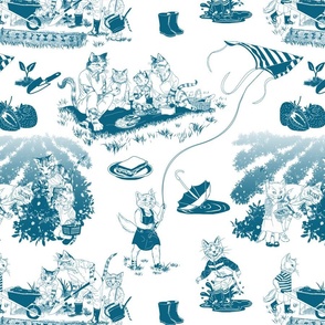 Spring Cat Family Toile Traditions