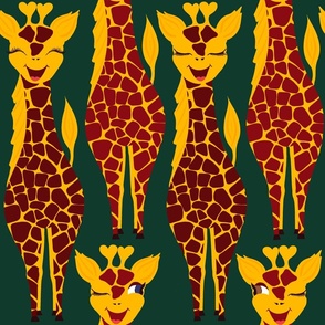 Cheeky Giraffes Winking on Green - Large