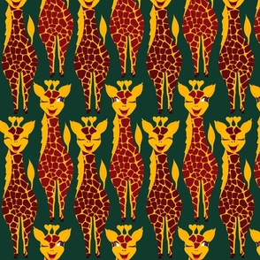 Cheeky Giraffes Winking on Green - Medium