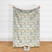 4 1/2" Secret Forest Animals Quilt – Neutral Gray Patchwork Blanket, GL-WHT1