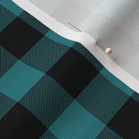 1 Inch Teal Buffalo Check | Simple Teal and Black Checkered