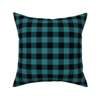 1 Inch Teal Buffalo Check | Simple Teal and Black Checkered