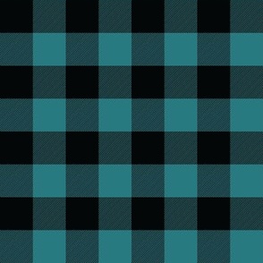 1 Inch Teal Buffalo Check | Simple Teal and Black Checkered